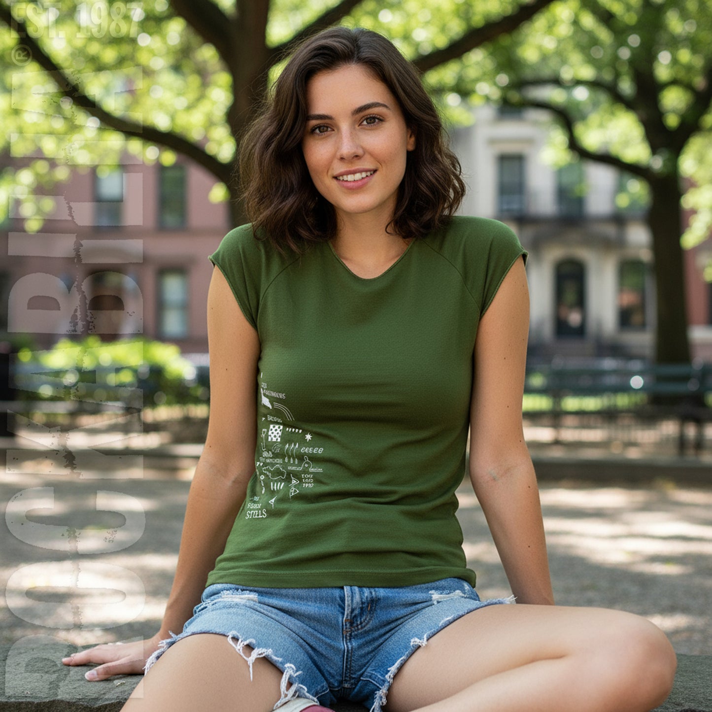 Universe Rewinding Side Print Cap Sleeve Junior Top