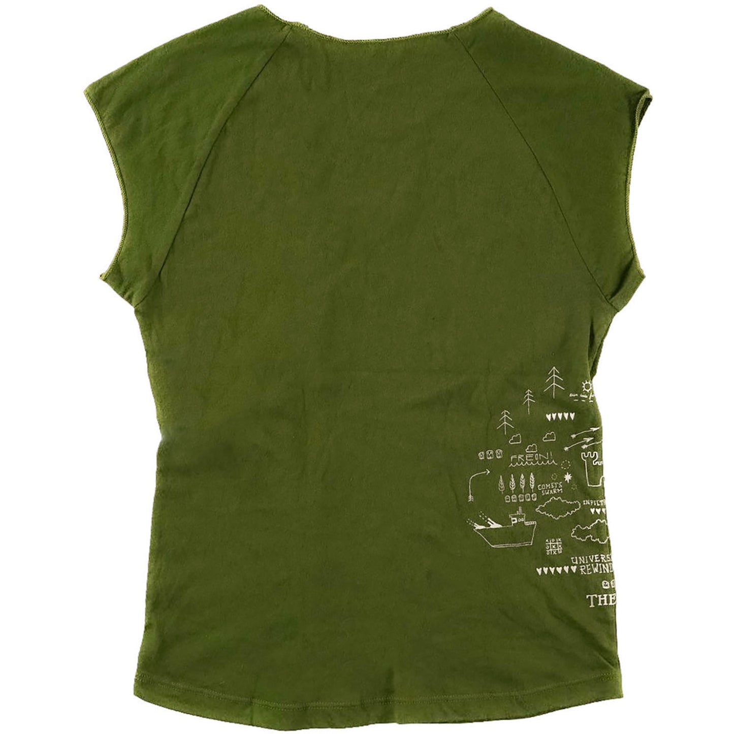 Universe Rewinding Side Print Cap Sleeve Junior Top