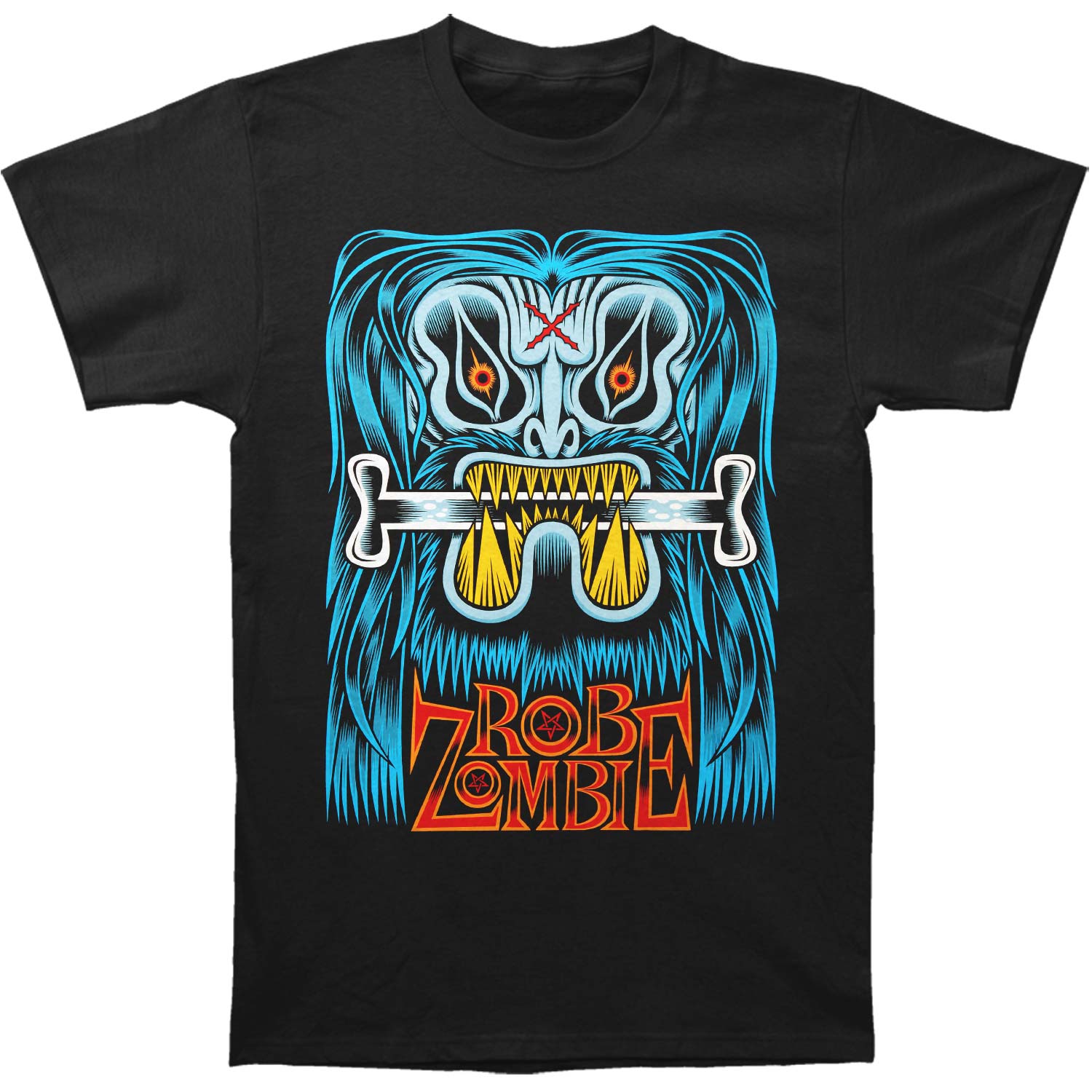 Rob Zombie Blue Beast by Martin Ontiveros (Martinhead Rocks) Slim Fit T-shirt Front