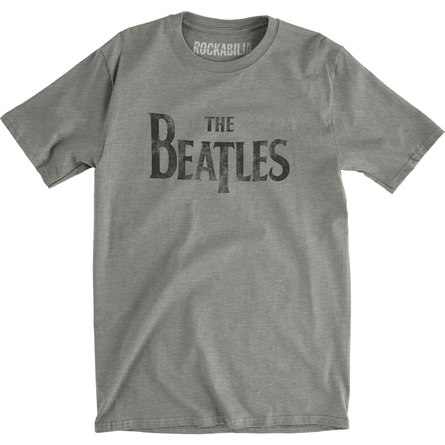 Beatles Distressed Drop T Logo On Burnout Tee (Features Rolled Sleeves) Vintage T-shirt Front