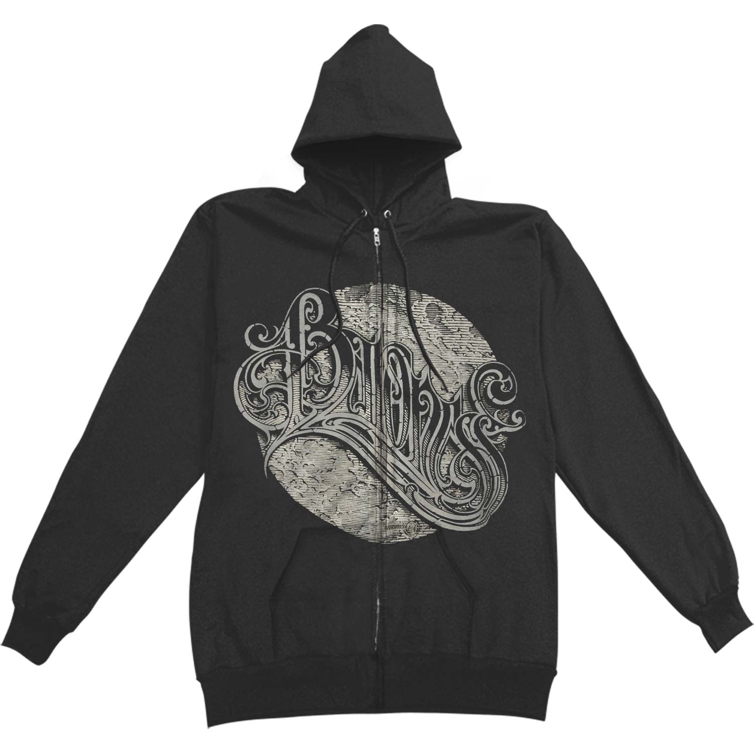 Baroness Silver Circle Zippered Hooded Sweatshirt Front