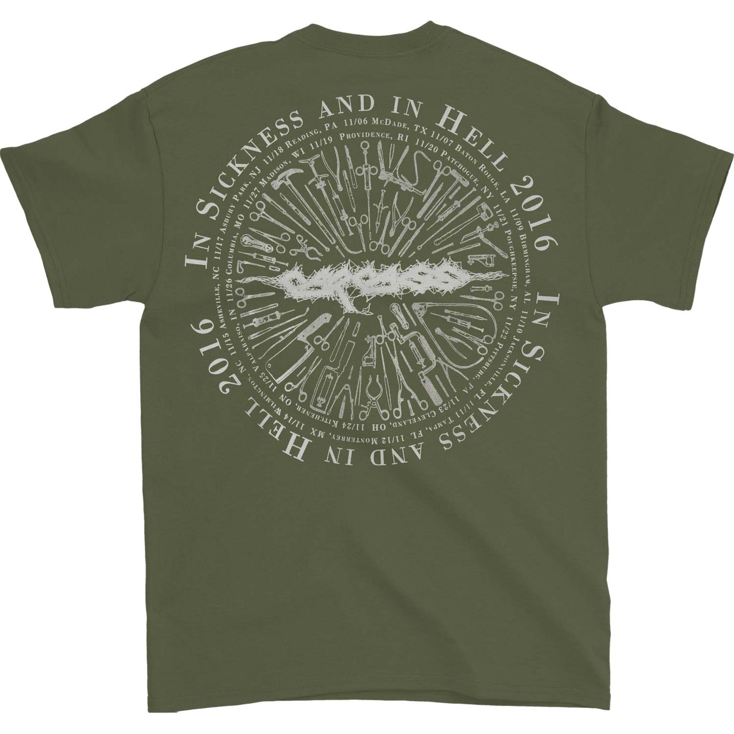 Carcass Cabeza Tools 2016 Tour T-shirt Back