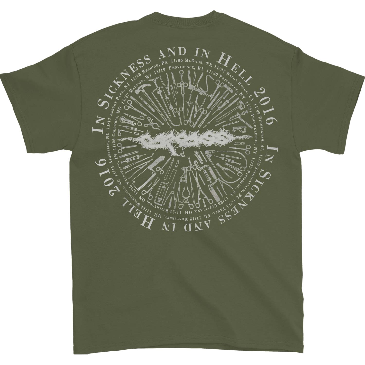 Carcass Cabeza Tools 2016 Tour T-shirt Back