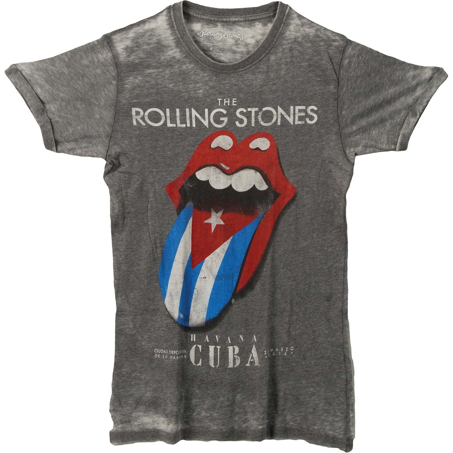 Rolling Stones Havana Cuba On Burnout Tee Vintage T-shirt Front
