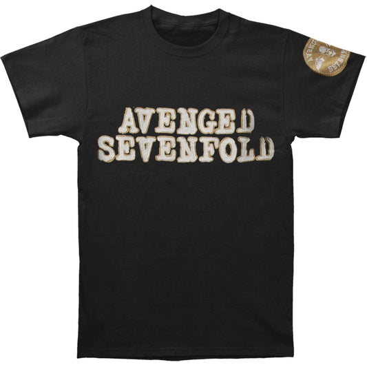 Avenged Sevenfold Logo & Deathbat Vintage T-shirt Front