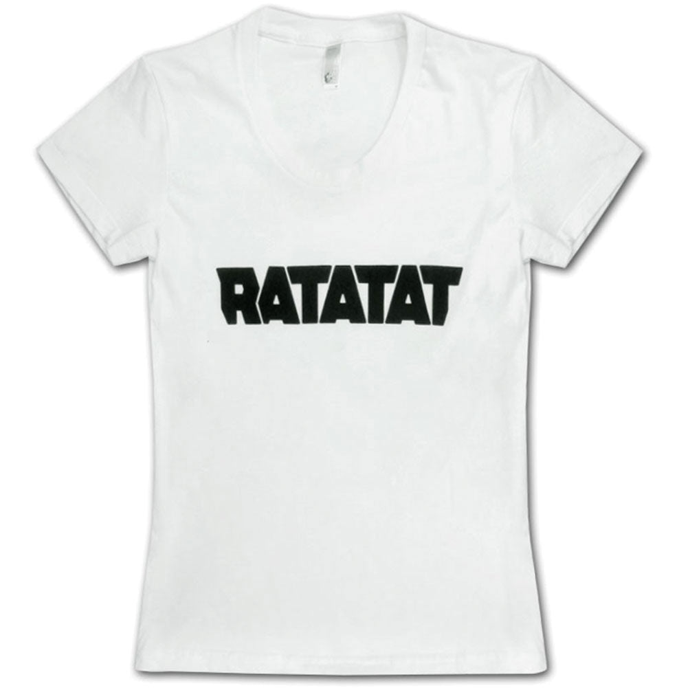 Girl's Solid Black Logo on White Junior Top