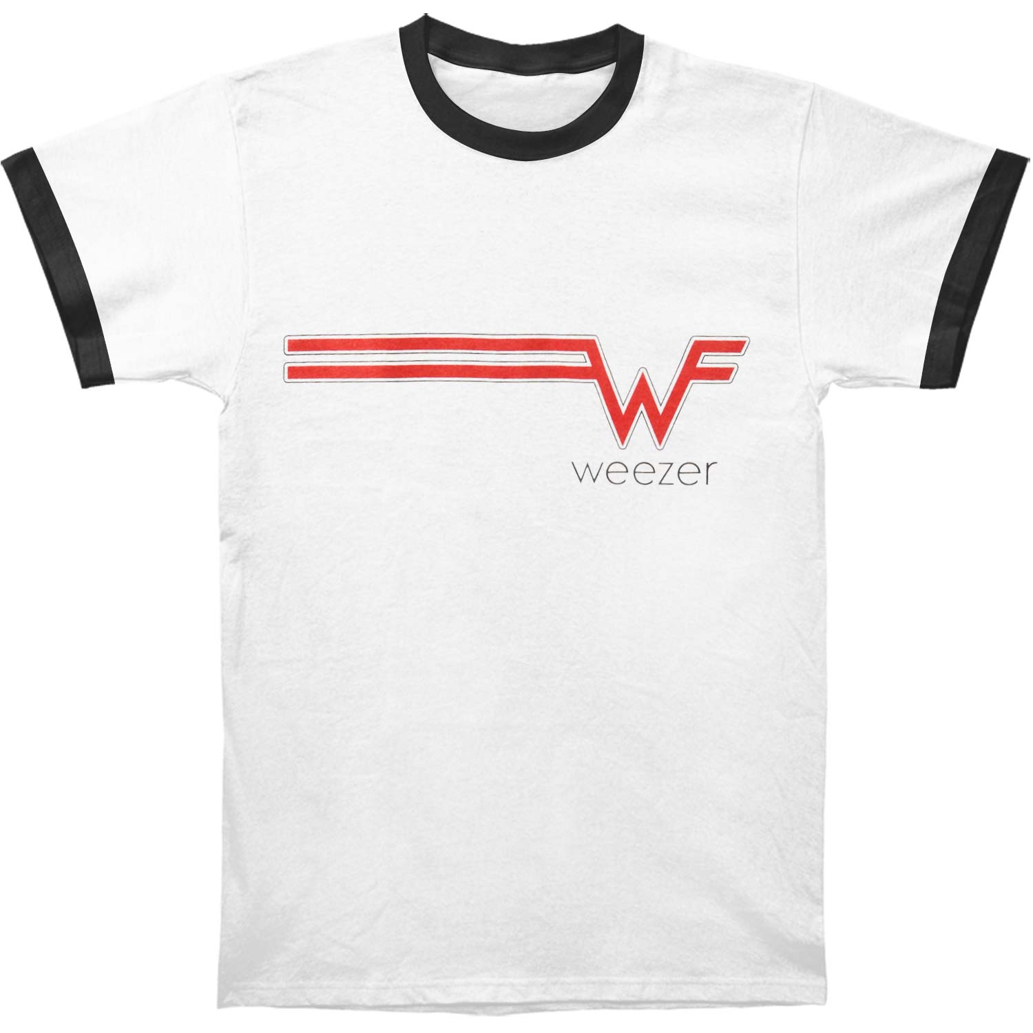 Weezer Striped Logo Ringer Slim Fit T-shirt Front