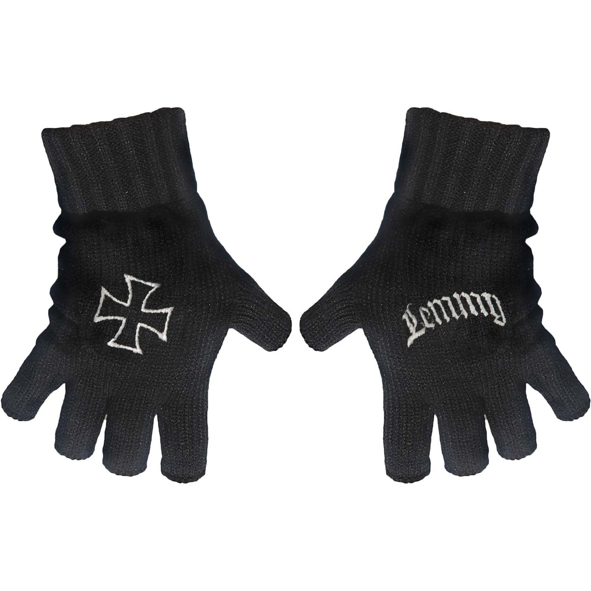 Motorhead Lemmy Logo & Iron Cross Knit Gloves Front