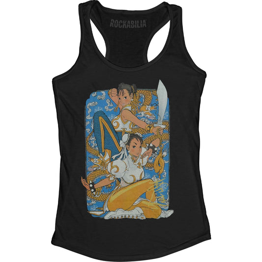 Street Fighter Dual Chun Li Womens Tank Front