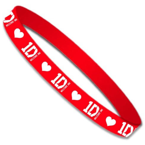 One Direction Red Rubber Bracelet Front