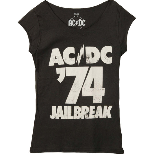 AC/DC '74 Jail Break Junior Baby Doll Junior Top Front