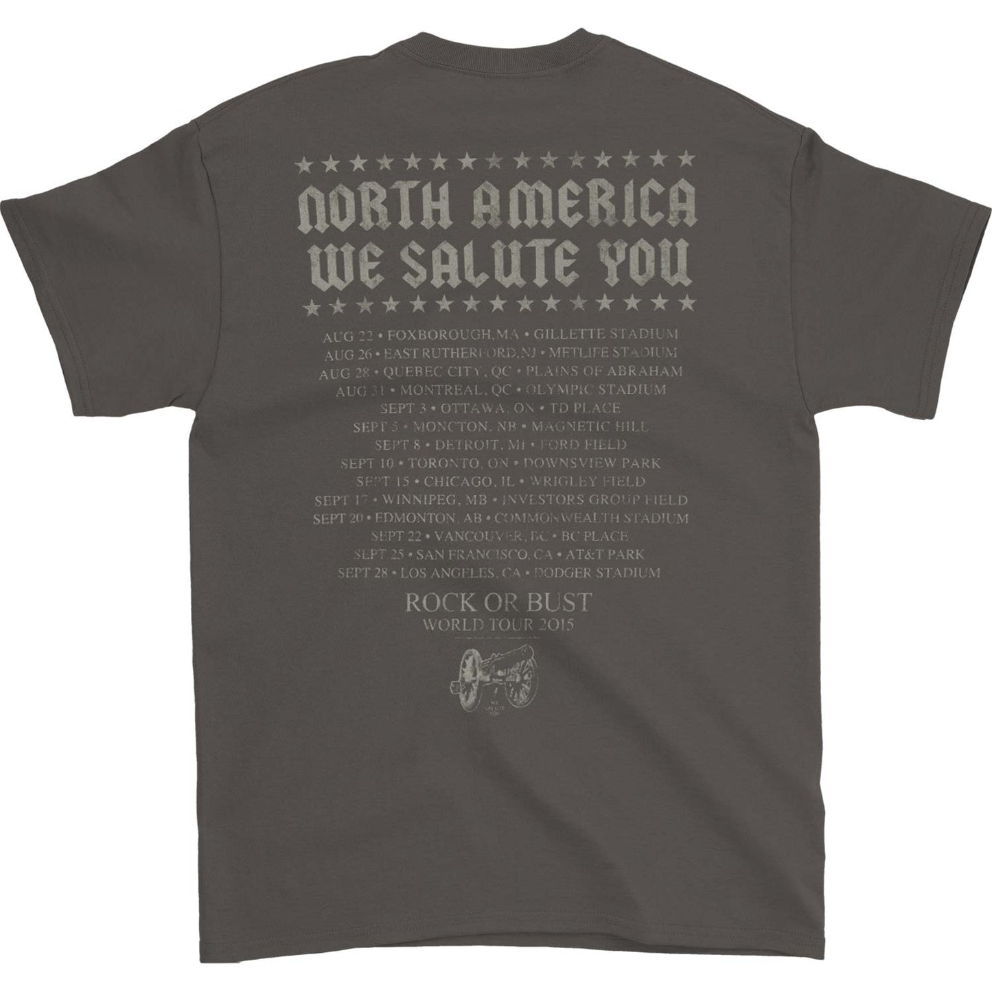 AC/DC N.A. We Salute You 2015 Tour Tee T-shirt Back