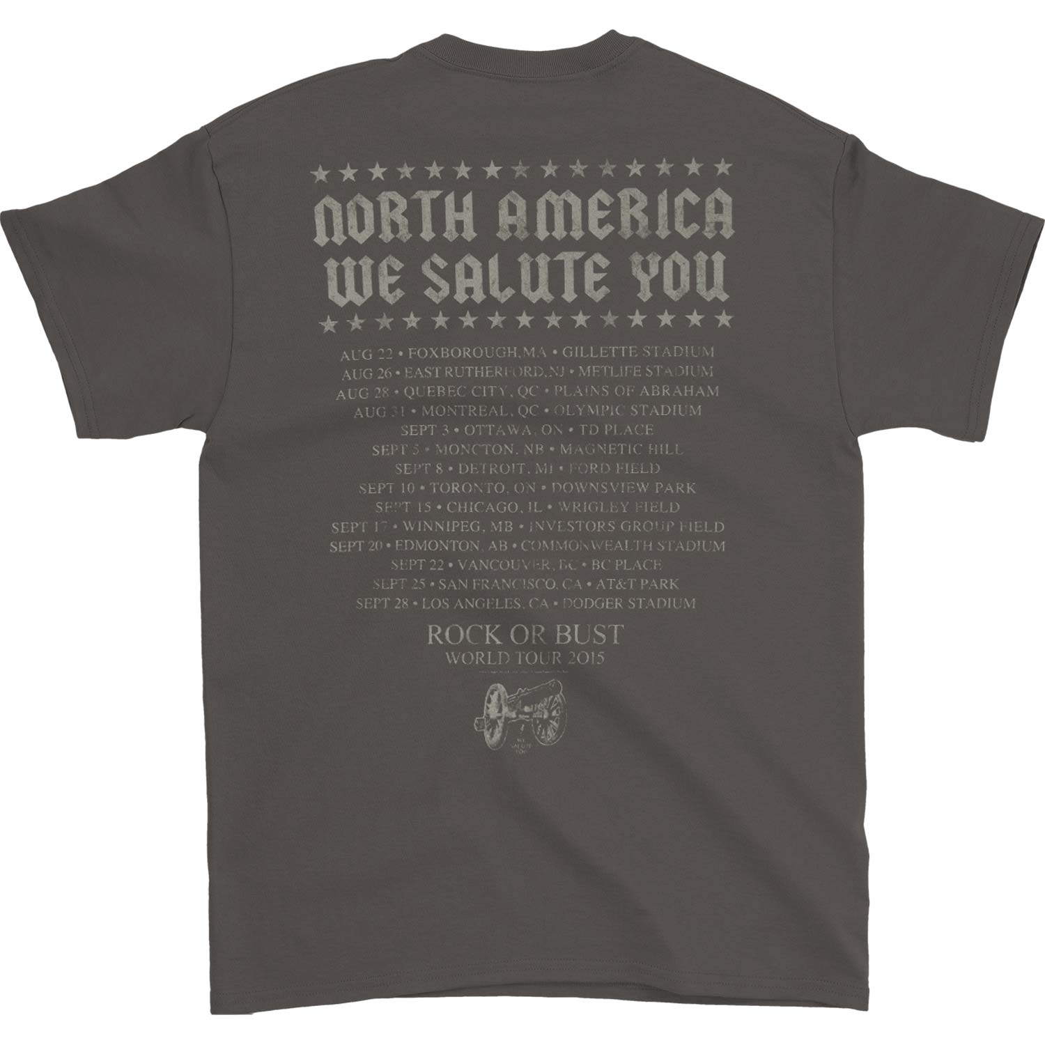 AC/DC N.A. We Salute You 2015 Tour Tee T-shirt Back