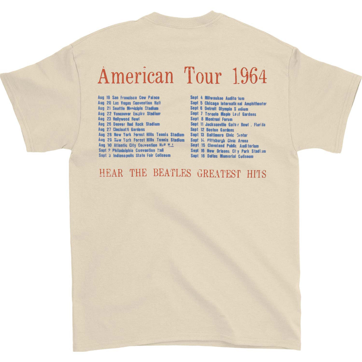 Beatles American Tour 1964 (Cream) Slim Fit T-shirt Back