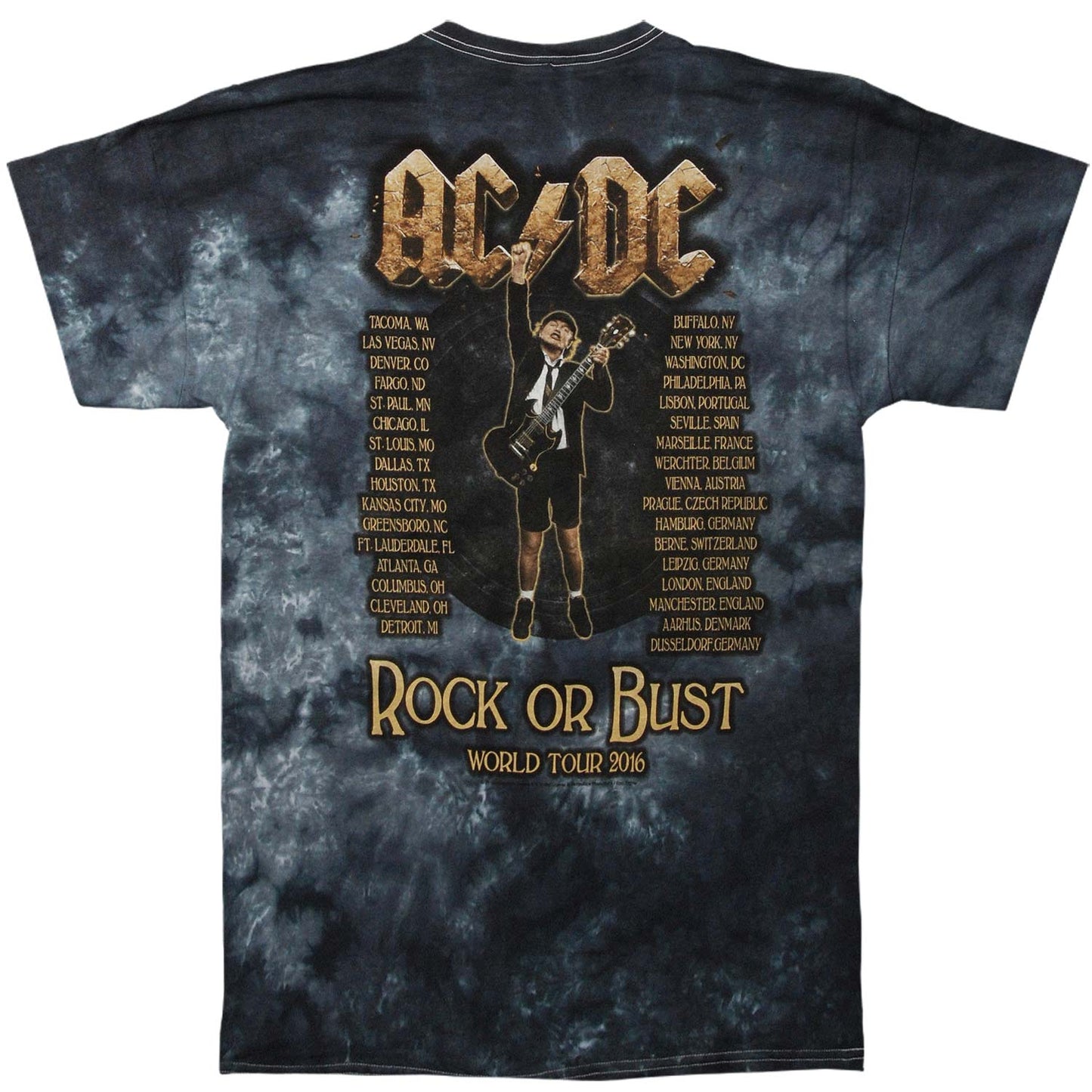 AC/DC Rock Or Bust 2016 Tie Dye T-shirt Back