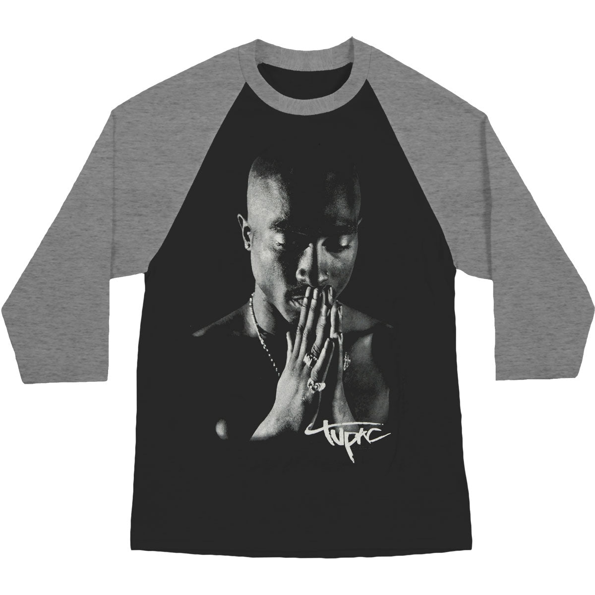 Tupac Pray Image Raglan Baseball Jersey Front