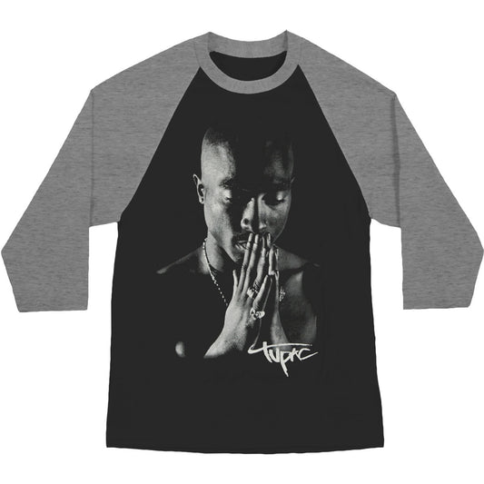 Tupac Pray Image Raglan Baseball Jersey Front