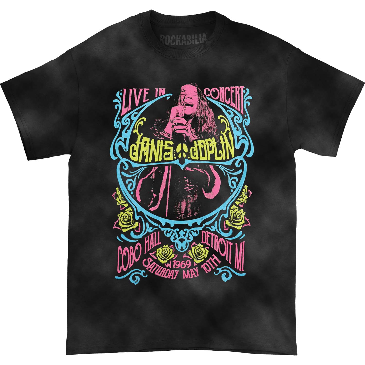 Janis Joplin Charlotte 69 Blacklight Tie Dye T-shirt Front