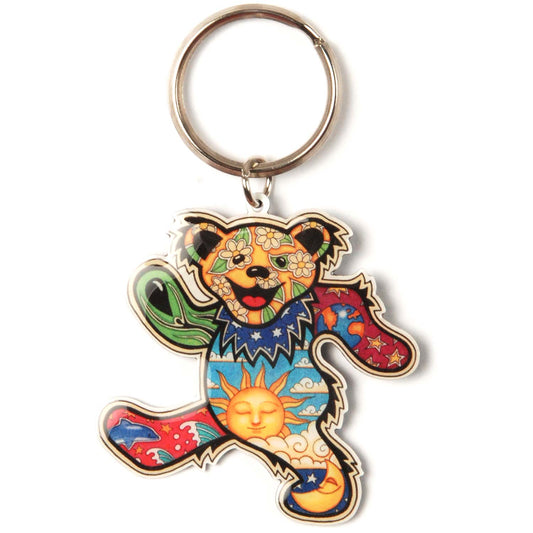 Grateful Dead Psychedelic Bear Plastic Key Chain Front