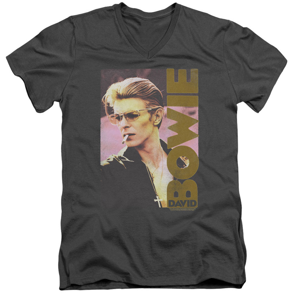 David Bowie Smokin Adult V-Neck Slim Fit T-shirt
