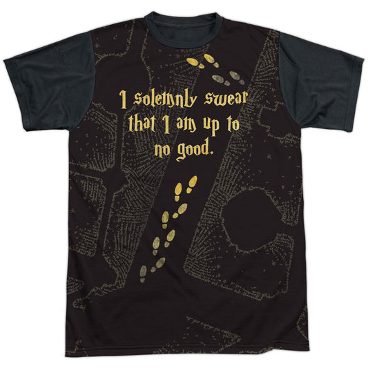 Harry Potter Marauder's Map Black Back 100% Poly Sublimation T-shirt
