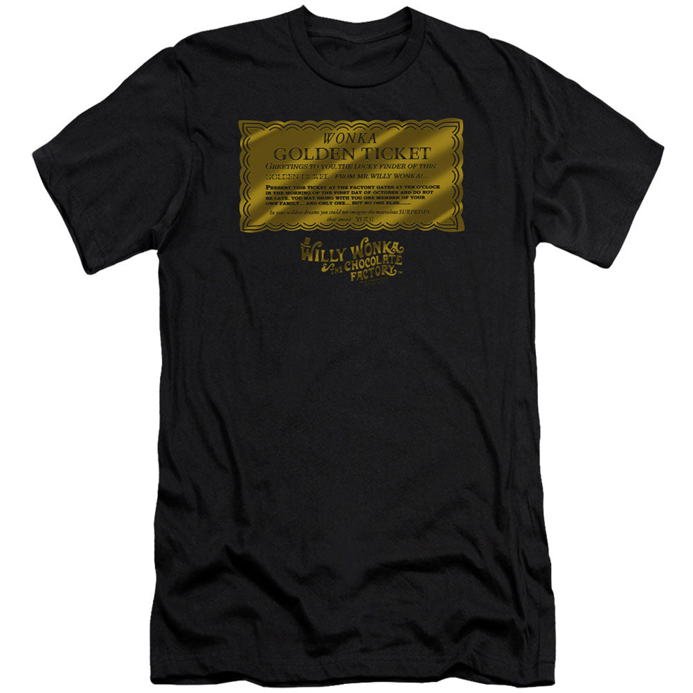 Willy Wonka And The Chocolate Factory Golden Ticket Adult Slim Fit Slim Fit T-shirt