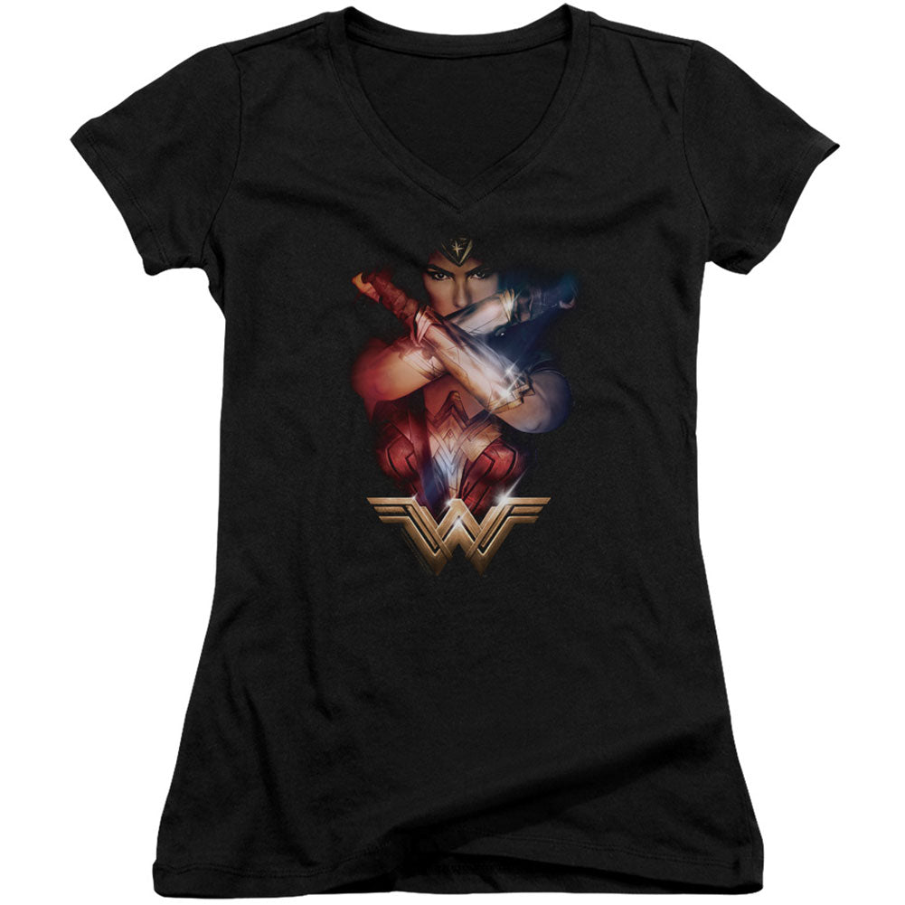 Wonder Woman Arms Crossed Cap Sleeve Junior Top