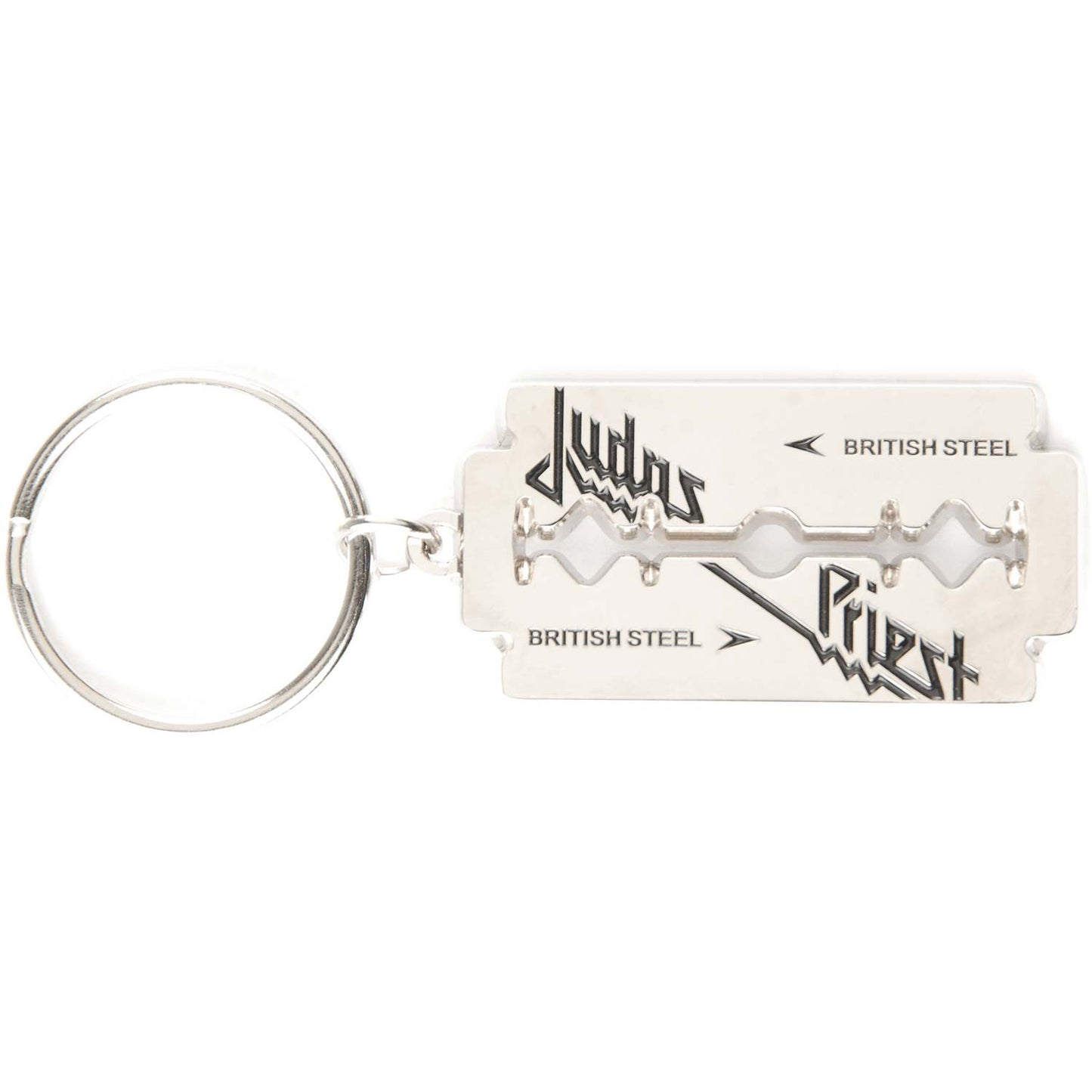 Judas Priest British Steel Razor Blade Metal Key Chain Front