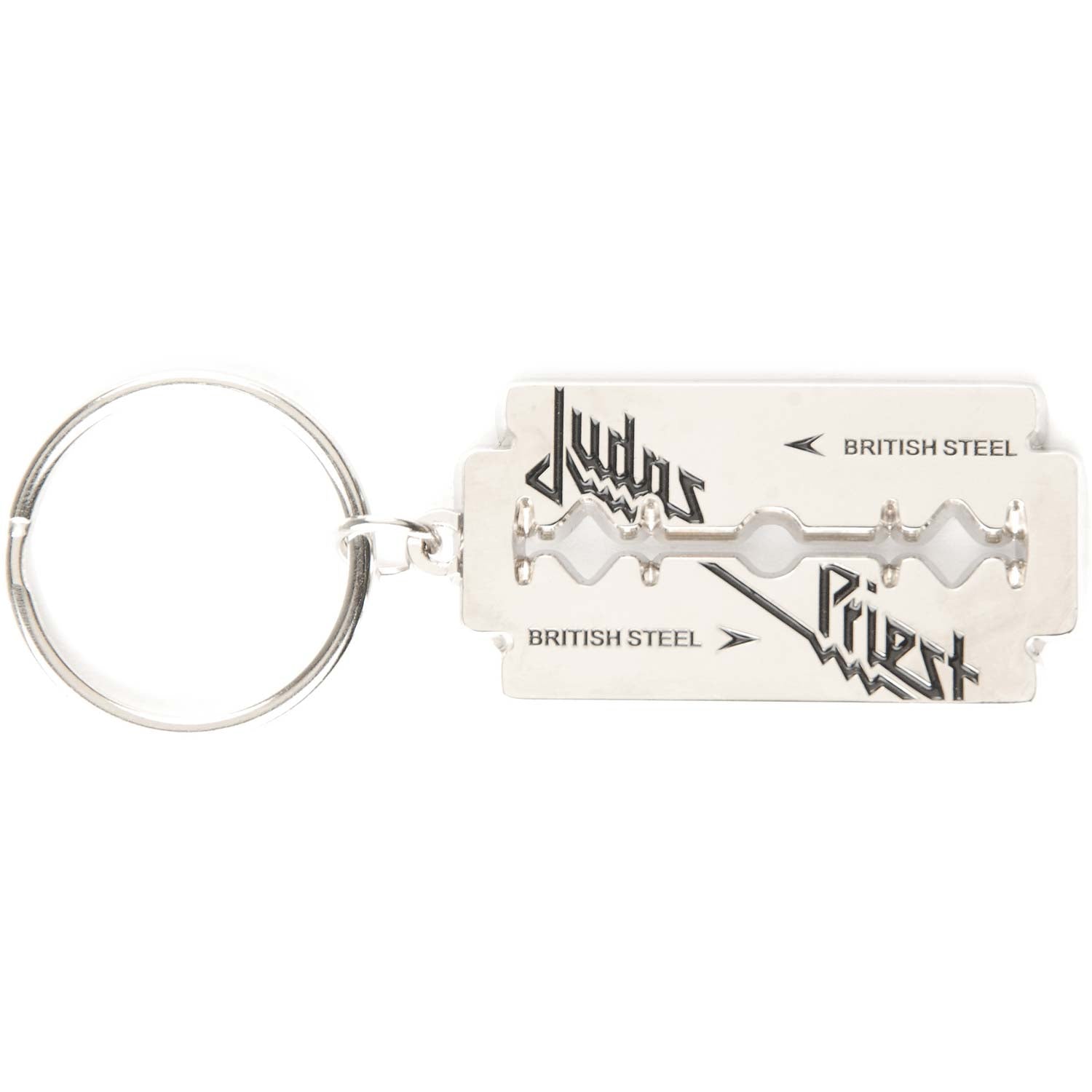 Judas Priest British Steel Razor Blade Metal Key Chain Front