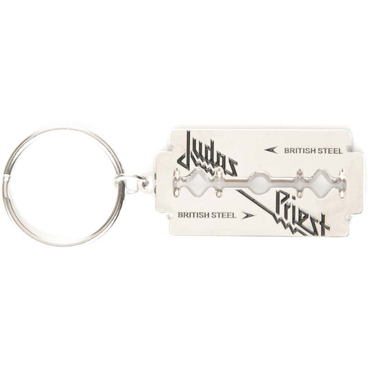 Judas Priest British Steel Razor Blade Metal Key Chain Front