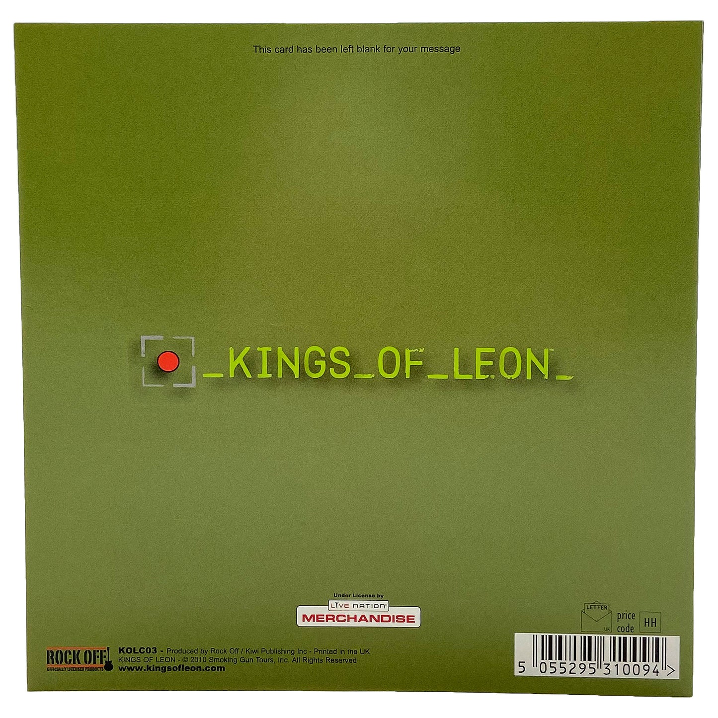 Kings Of Leon Green Greeting Card Back