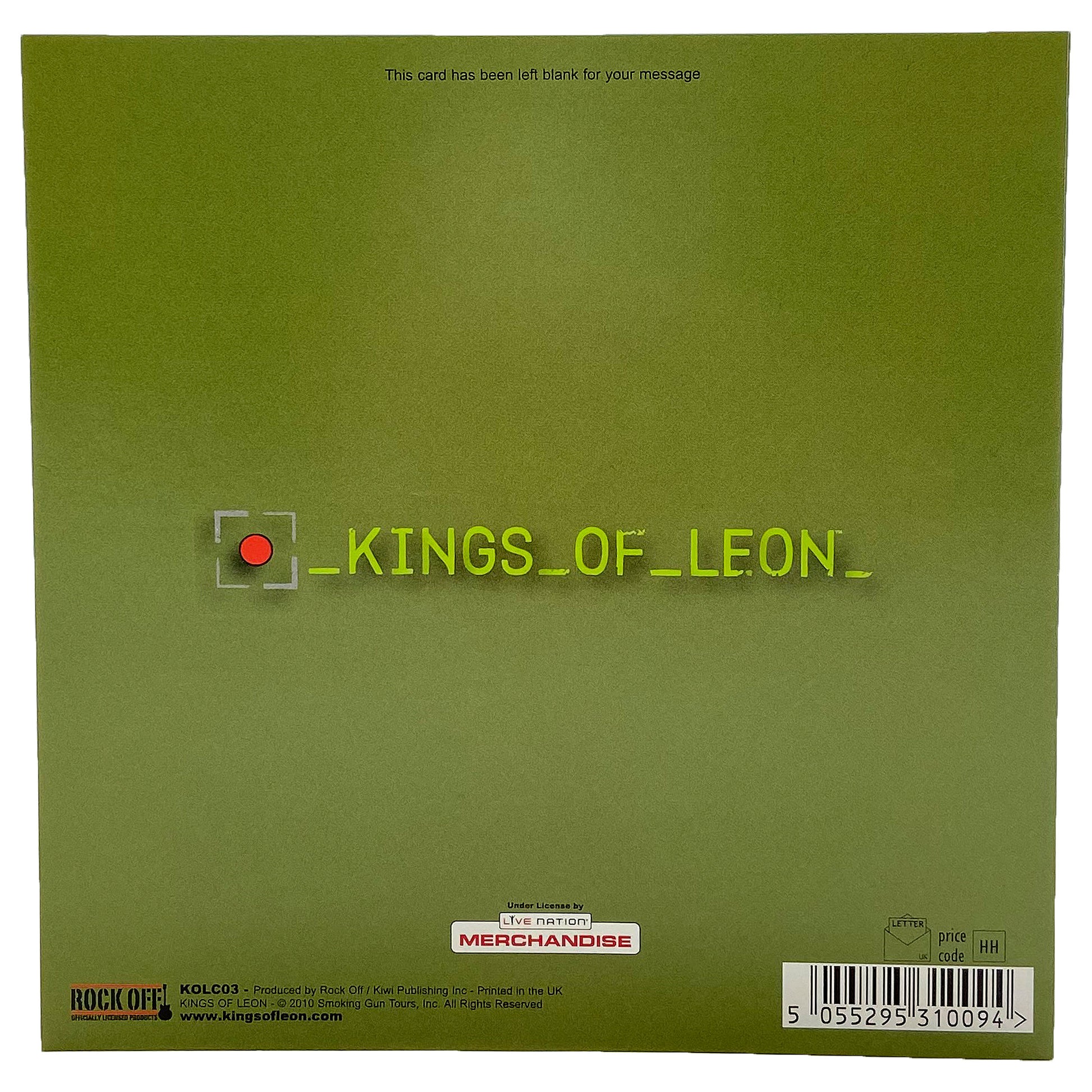 Kings Of Leon Green Greeting Card Back