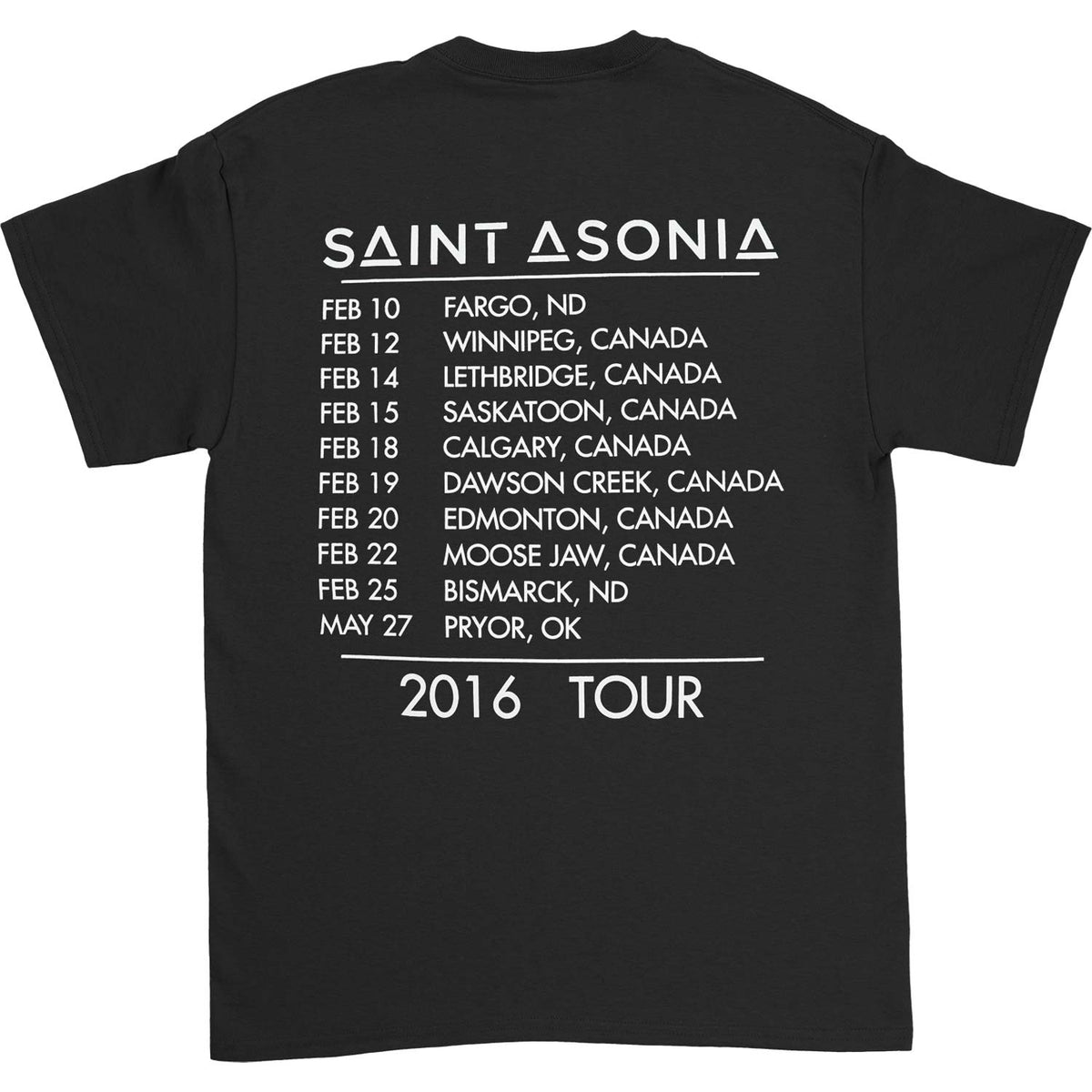 Saint Asonia 2016 Tour T-shirt Back