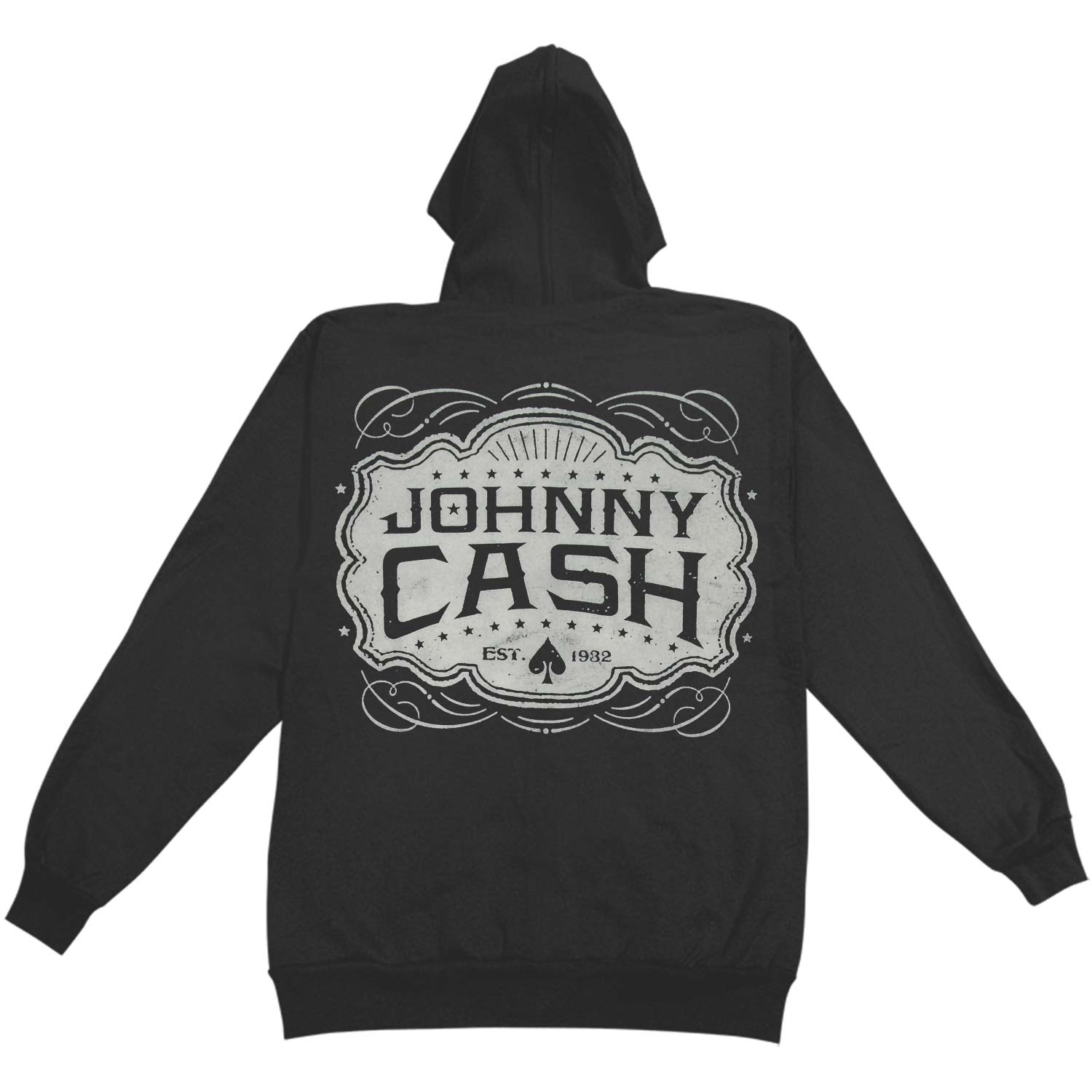 Johnny Cash Pocket Logo Zippered Hooded Sweatshirt Back