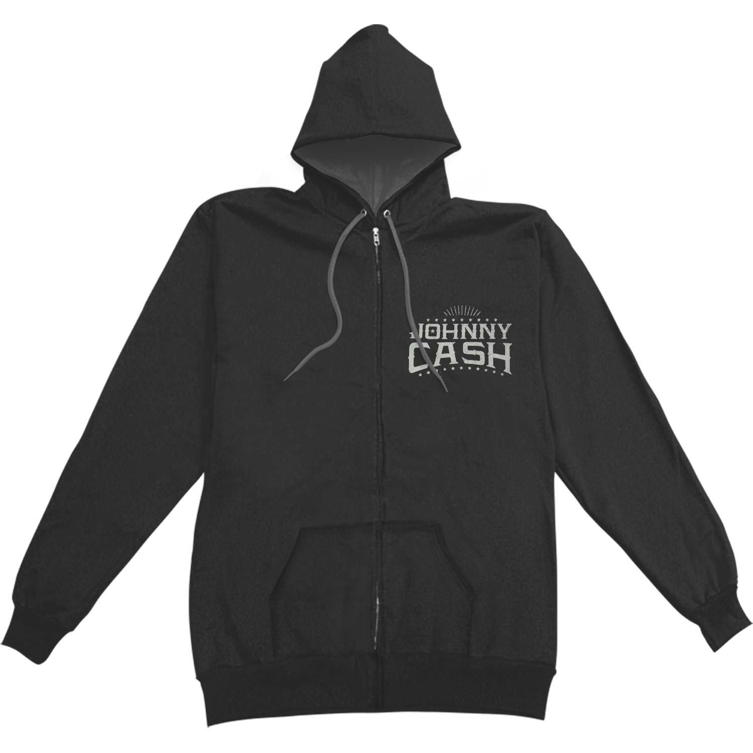 Johnny Cash Pocket Logo Zippered Hooded Sweatshirt Front