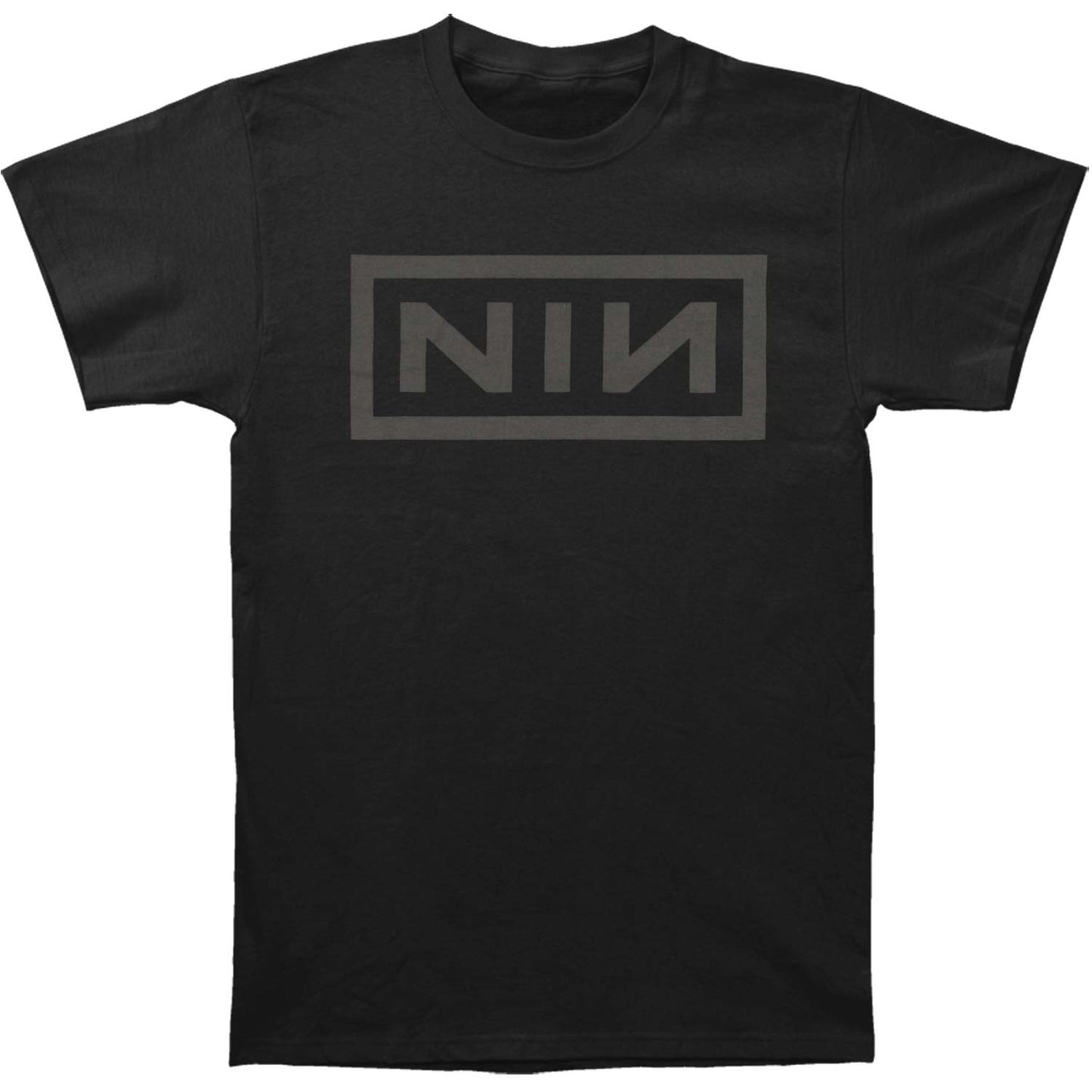 Nine Inch Nails Grey Logo On Black Slim Fit T-shirt Front