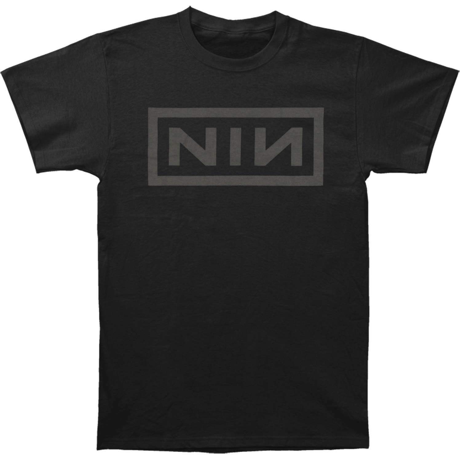 Nine Inch Nails Grey Logo On Black Slim Fit T-shirt Front