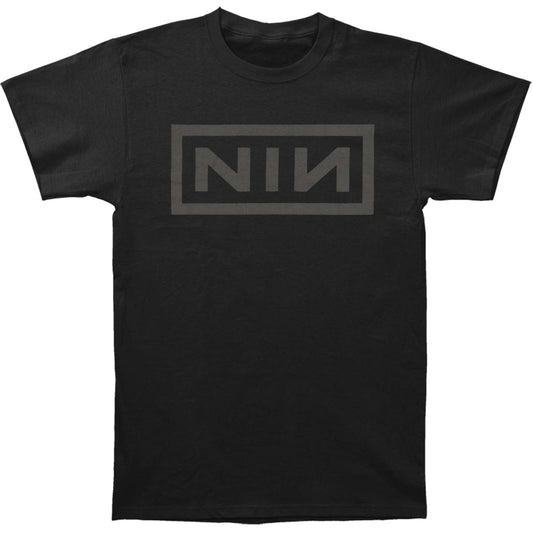 Nine Inch Nails Grey Logo On Black Slim Fit T-shirt Front