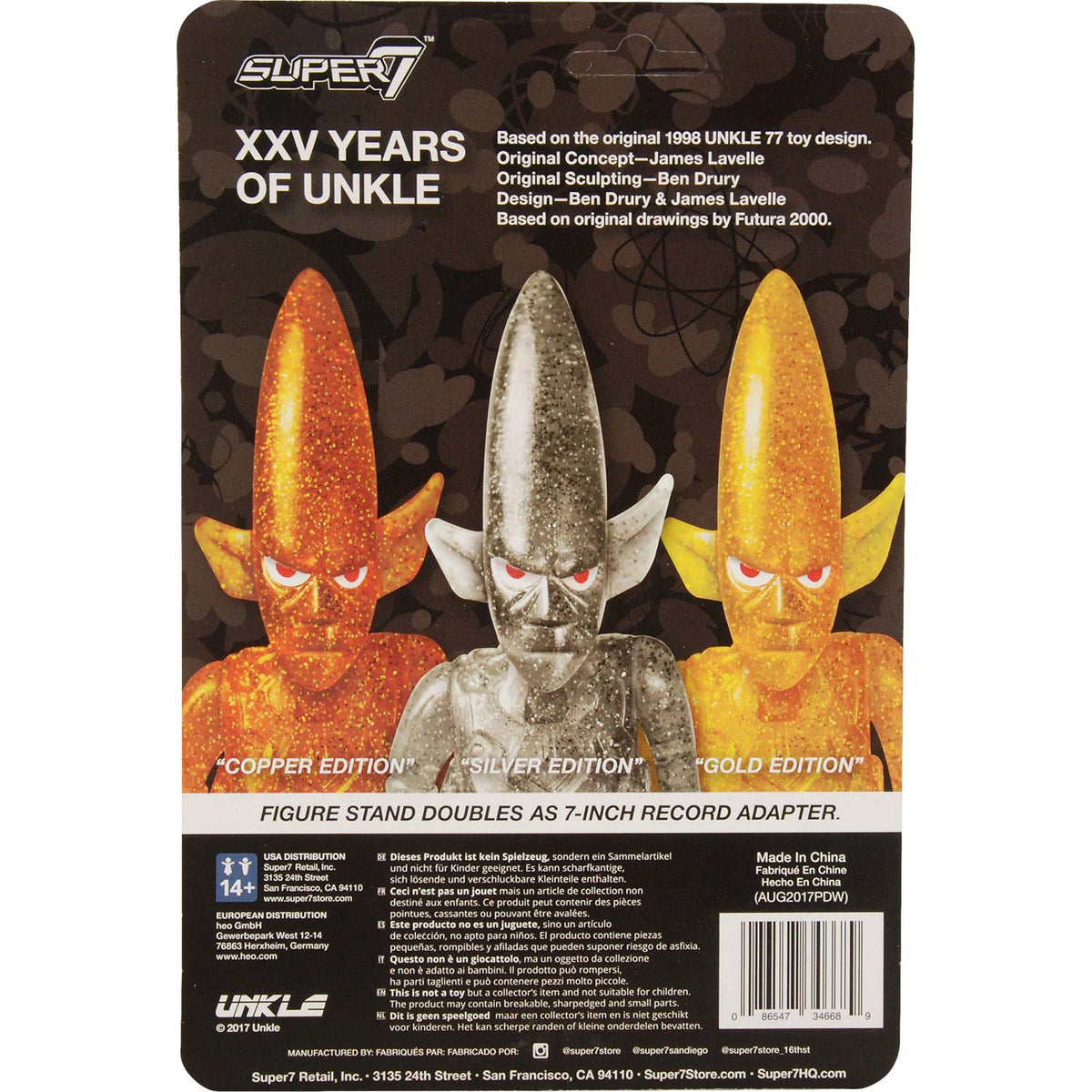 Super7 Gold Glitter UNKLE 77 Pointman 3.75" ReAction Figure Action Figure Back
