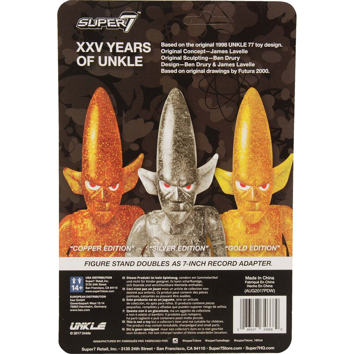 Super7 Silver Glitter UNKLE 77 Pointman 3.75" ReAction Figure Action Figure Back