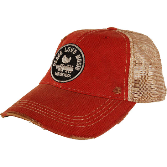 Woodstock Peace Love Music Trucker Cap Front
