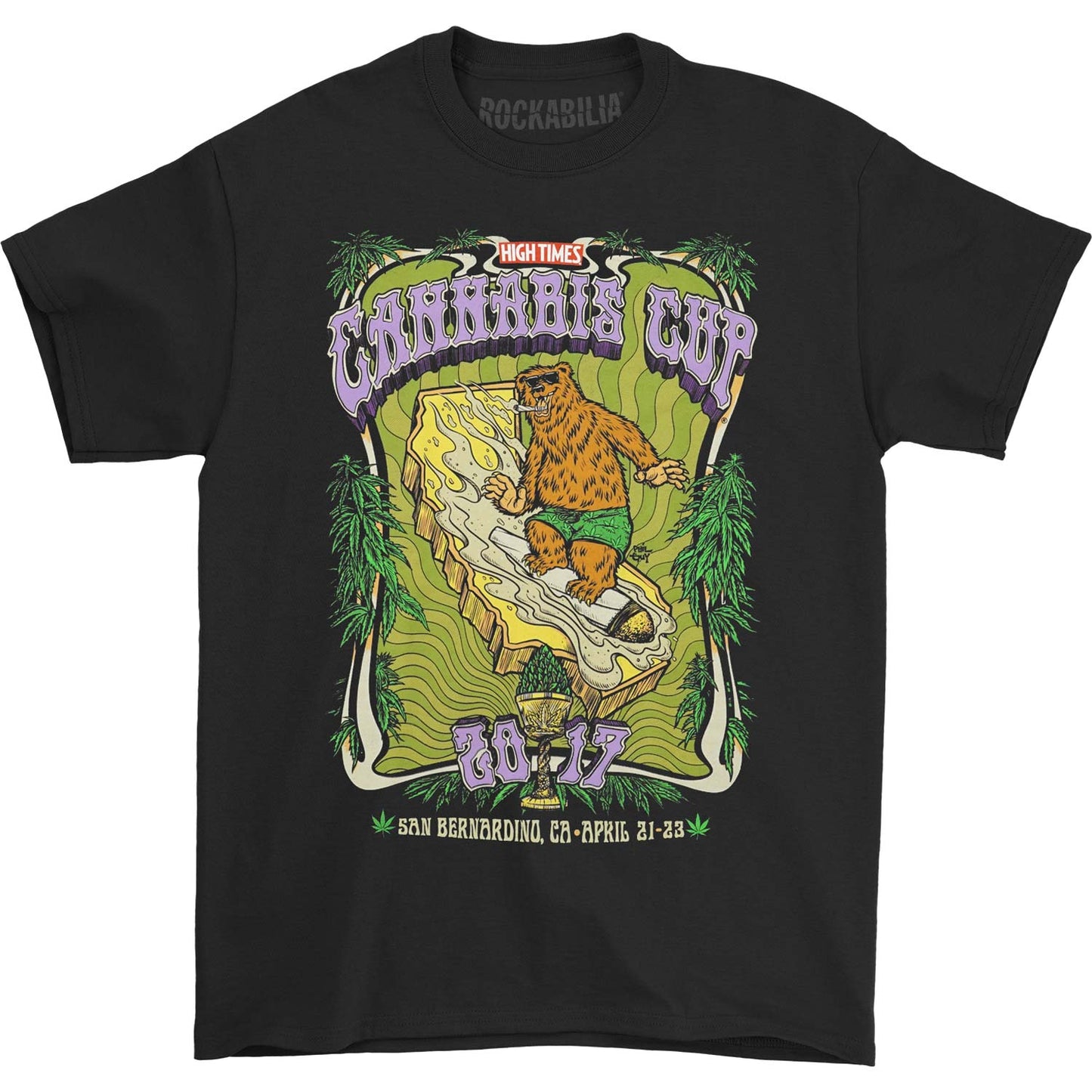 High Times Cannabis Cup Bear Purple Logo Tee T-shirt Front