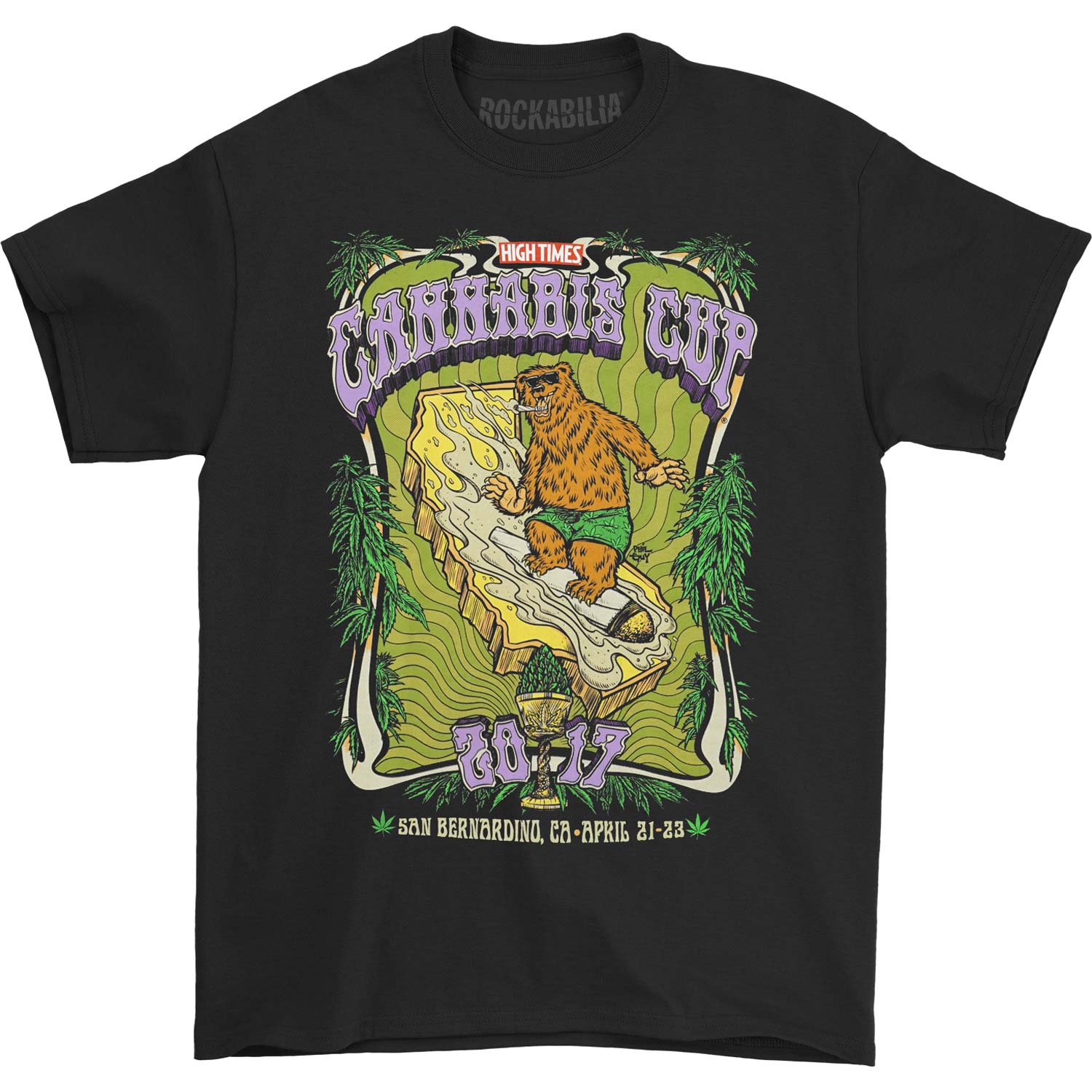 High Times Cannabis Cup Bear Purple Logo Tee T-shirt Front