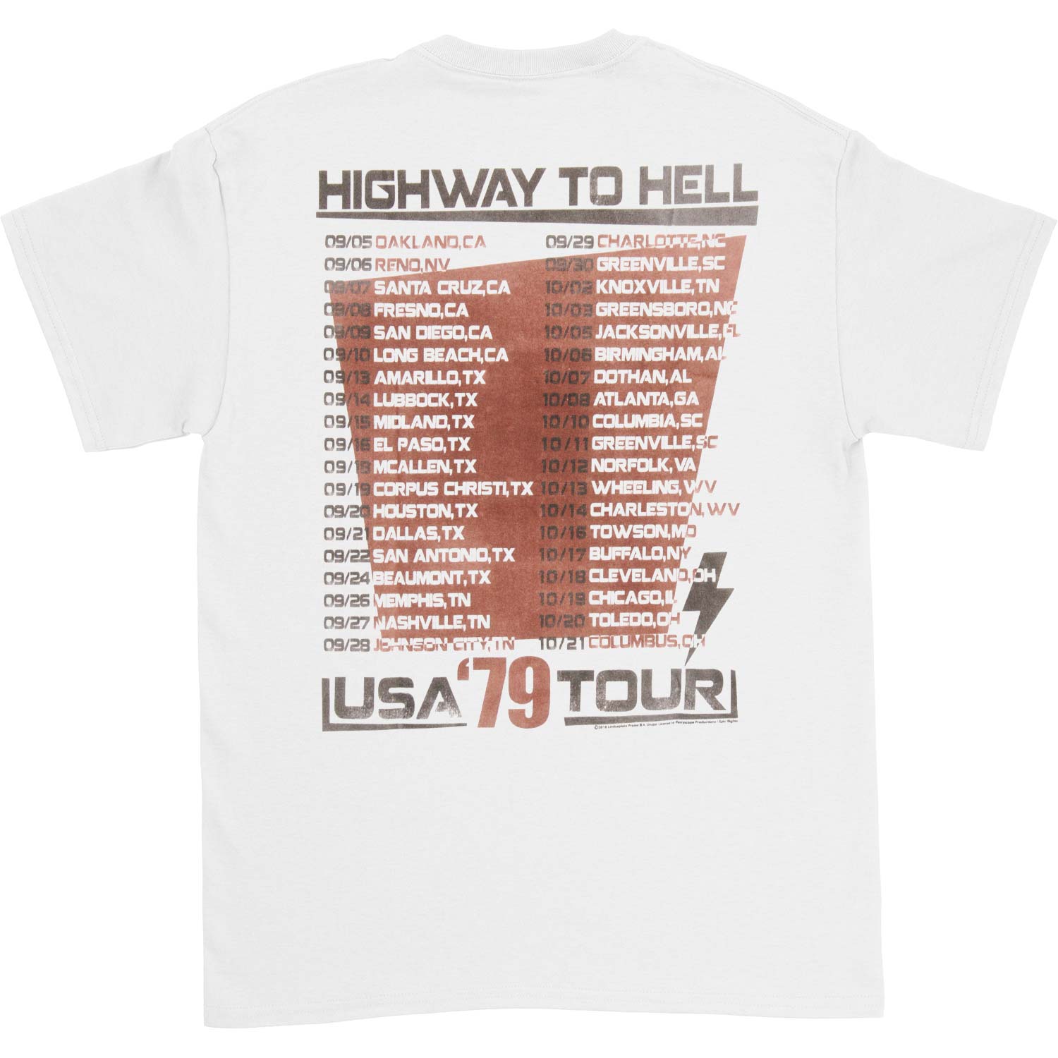 AC/DC Hth Tour 79 T-shirt Back
