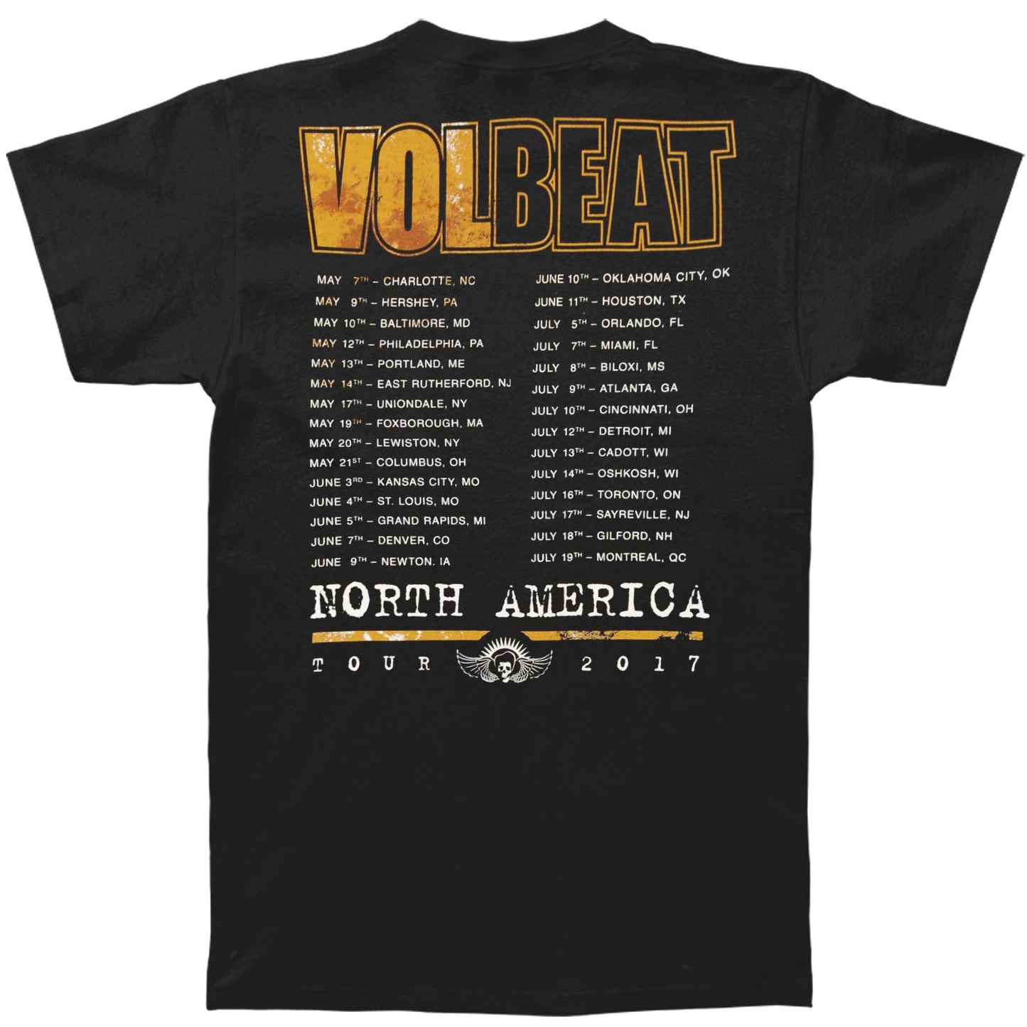 Volbeat Band Photo 2017 Tour T-shirt Back