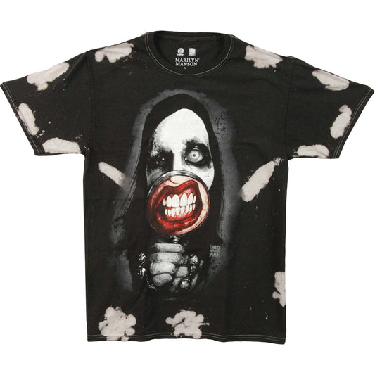 Marilyn Manson Big Chris Men's Garment Dye "Manson B/W" Over Dyed T-shirt Front