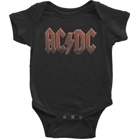 AC/DC Distress Red Kids Bodysuit Front