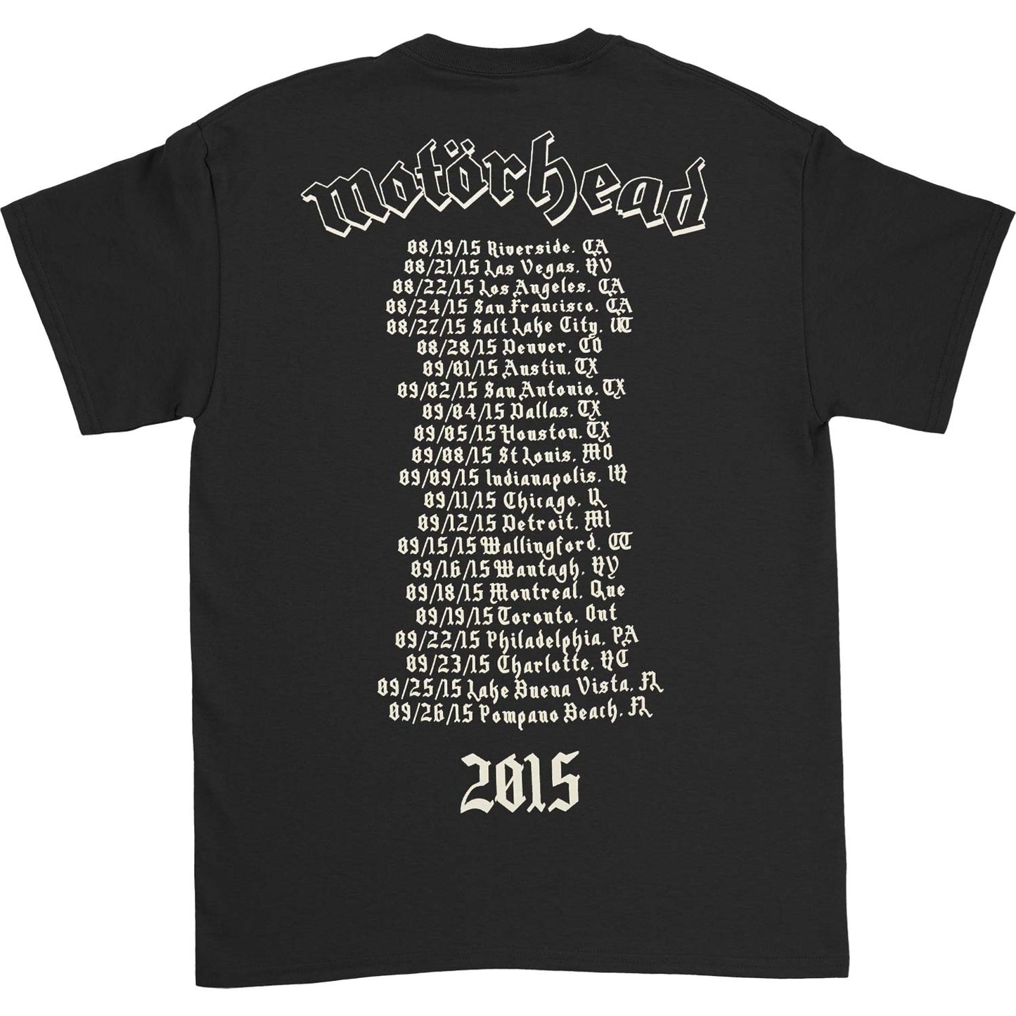 Motorhead Bad Magic 2015 Tour T-shirt Back