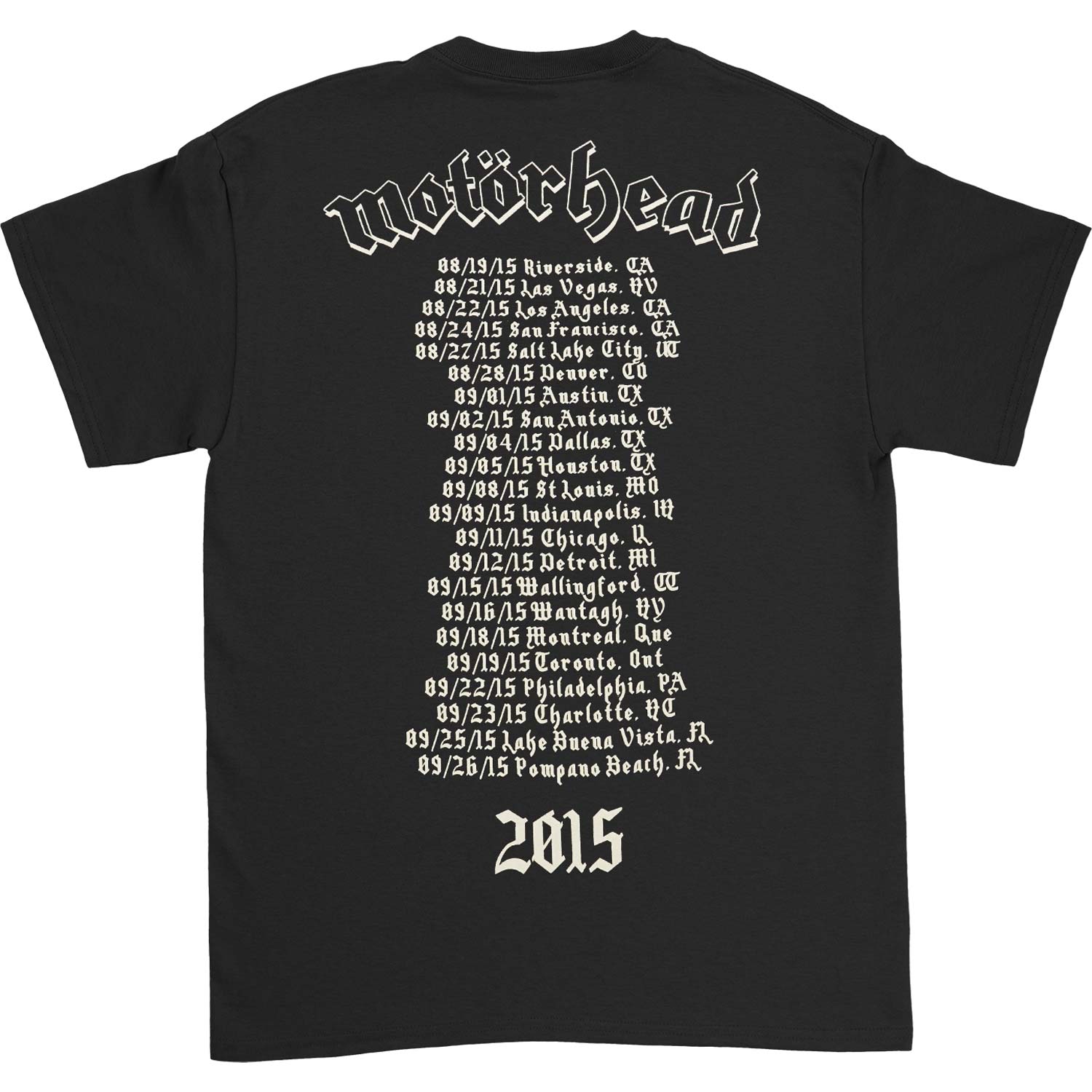 Motorhead Bad Magic 2015 Tour T-shirt Back
