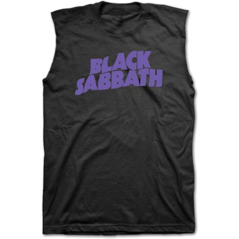 Black Sabbath Purple Logo Mens Sleeveless T Mens Tank Front
